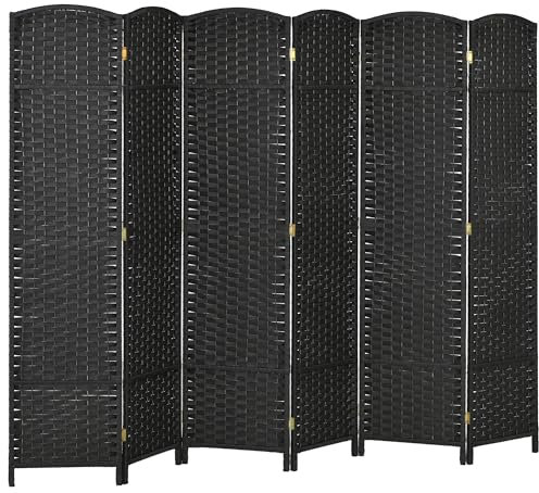 HOMCOM 6-Panel Faltbarer Raumteiler Raumteiler Faltwand 240x170 cm Raumteiler für Wohnzimmer Schlafzimmer Büro Schwarz