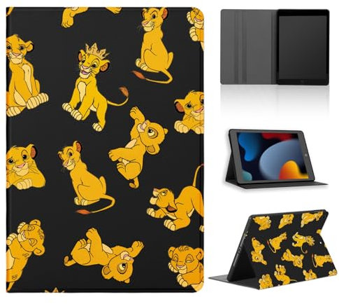 nurkorki Cartoon Tablet Cover per Huawei Mediapad T3 10 9,6 AGS-W09/AGS-L09,Cute Anime Lion Leone Modello Custodia Stand PU Flip Cover Sottile e Leggera Soft TPU Nero Silicone Case,Funny