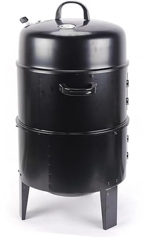 Barbecue autoportante a carbonella, forno per affumicatura 3 in 1,84 cm, con forno, termometro integrato e prese d'aria regolabili, multifunzione, per la preparazione di carne, pancetta