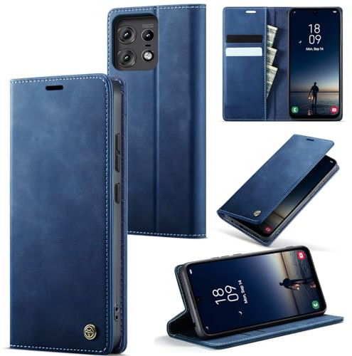 owlhold Custodia Motorola Edge 50 Pro Portafoglio Flip [Antiurtoo][Cavalletto][Carta Fessura] Cover Pelle per Motorola Edge 50 Pro - Blu