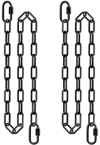 SELEWARE 2ER Kette Schwarz Hängesessel Stahlkette - 200CM Boxsack Halterung Gliederkette, Edelstahlkette für Schaukel, Hängesessel Ohne Gestell, Hängematte, Federwiege Gestell 453KG Tragkraft