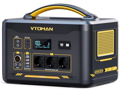 VTOMAN Jump 2200 Tragbare Powerstation - 1548Wh/2200W (Spitze 4400W) LiFePO4 Batterie Solar generatoren,Mobile Stromspeicher mit Erweiterbare Kapazität auf 3096Wh, Dual PD 100W Typ-C Anschlüsse