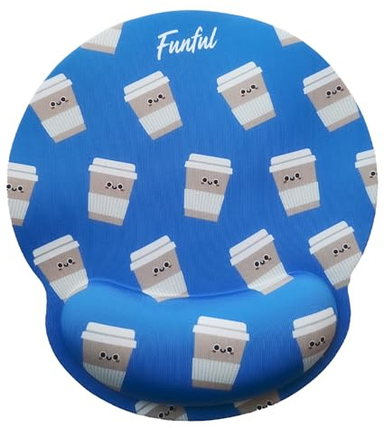 FUNFUL Tapis de Souris Ergonomique Gel CAFÉ avec Design Joyeux et Favorise la Prise de Bonnes Décisions - Tapis Souris Kawai Repose Poignet Gel Lavable à la Main et antidérapant - Cadeaux Femmes