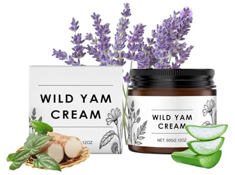 Grospe Wild Yam Cream 60ml, Wild Yam Body Cream with Vitamin E & Aloe Vera, Plant-Based Moisturiser with Lavender & Coconut Oil, Soothing Body Lotion for Women