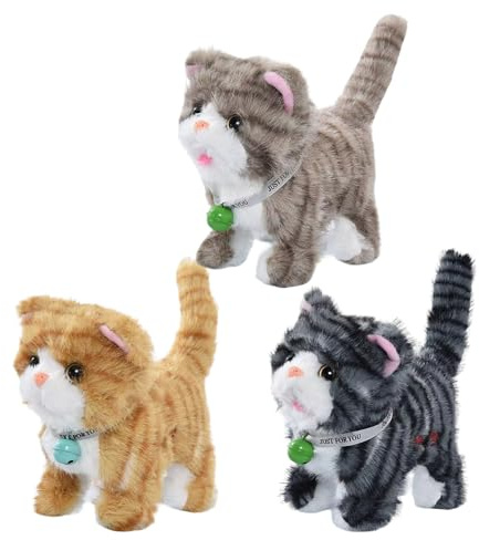 Cat Toys – Walking Cat Set | 17cm Interactive Electric Kitten with Music | Cute Moving Plush Doll | Gift for Boys Girls Preschoolers Teens Children Pet Lovers Christmas Birthday