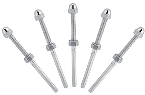 Kit d'extrémités de goujons filetés de tendeur de câble en acier inoxydable 316, haute résistance pour système de garde-corps de câble de 1/8 pouces, poteaux métalliques en bois