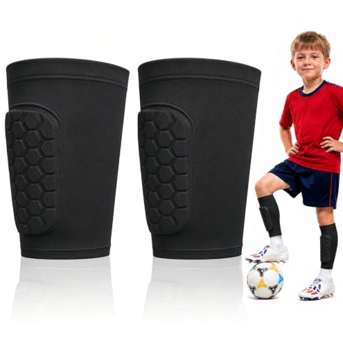 AYBUY Schienbeinschoner Kinder Fussball, Schienbeinschoner Mini mit Socken, Atmungsaktiv Sport Schienbeinschutz für Kinder, Schienbeinschoner für Skifahren Eishockey（Schwarz，Kinder）