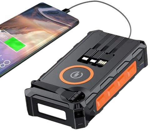 Powerbank Solaire - Batterie de Secours à Manivelle avec Lampe LED | Fonction SOS Intégrée, Boussole Et Étanche pour Hommes Et Femmes