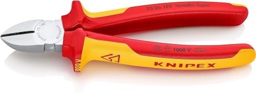 Knipex Pince coupante de côté chromée, isolées par gaines bi-matière, certifiées VDE 180 mm (carte LS/blister) 70 06 180 SB