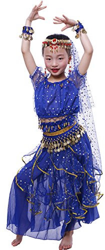 Astage Bauchtanz Mädchen Kleid Royal Blue L