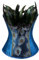Jutrisujo Corsage Korsett Vollbrust Feder bustier Damen Dessous Stickerei Kostüme Pfau Pattern Burlesque Blau S