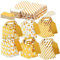 Mini-Geschenkschachteln mit Sternen, Punkten, Streifen, Geschenkboxen mit Griff für kleine Mitgebsel, weiß und gold, 6 Muster, 36 Stück