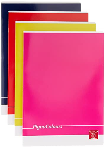 Pigna Colours 02298860B Notizbuch, A4, Lineatur 0B, Lineatur für 3. Grundstück, Papier 80 g/m², 10 Stück