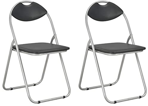 vidaXL Klappstühle, 2 Stück, schwarzes Kunstleder