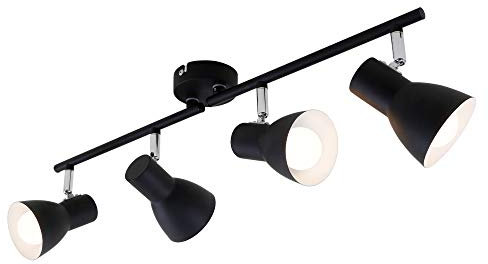 Briloner Leuchten Deckenleuchte, Deckenspot, Strahler dreh-und schwenkbar, 4x E14, max. 25 Watt, Retro, Schwarz, 605x80x150mm (LxBxH)