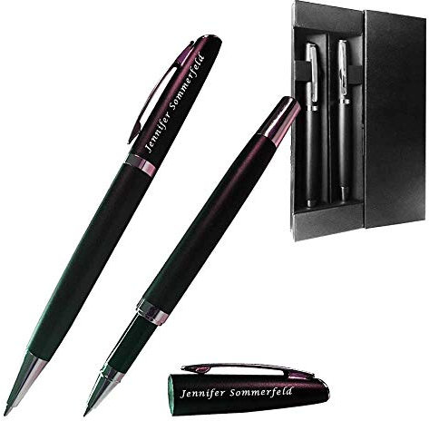 Juwelier Schönschmied - Schreibset mit Gravur & Wunschsymbolen Stift mit Gravur Inklusive Geschenk-Etui - Drehkugelschreiber & Rollerball (schwarzschreibend) Schreibset 2 PS2