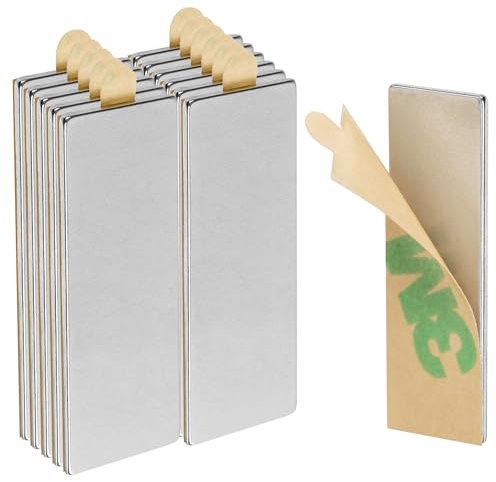 ECENCE Neodym Magnete 12 Stck. - Klebe-Magnete selbstklebend - 30x10x1mm - hochwertige NiCuNi-Beschichtung - Scheibenmagnete
