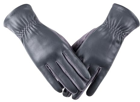 alqqas Damen Winter mit Touchscreen Texting Leder Elegant Handschuhe Fleece Futter Outdoor Winddicht Warm Wildleder Mode Handschuhe