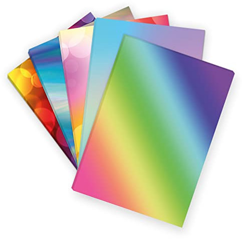 Bastelpapier A4 Set | 50 Blatt Motivpapier beidseitig bedruckt | Buntes Regenbogen Designpapier 90g/m² | DIY Kreativpapier für Drucker & Basteln | Edler Bastel Mix