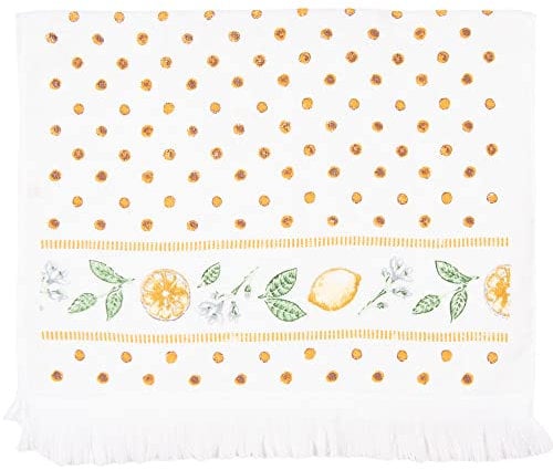 Clayre & Eef Gästehandtuch 40x66 cm Gelb Baumwolle Zitronen Toiletten Handtuch