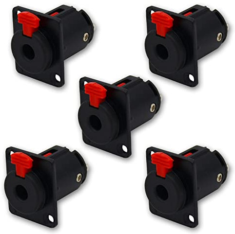 Czyuntuo 5 Pack Black 1/4 inch jack,1/4-inch Electric Guitar Input Jack,Mono/Stereo Metal Female Panel Mount Socket With Locking