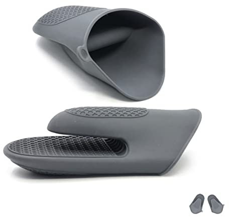 Oven Glove Thicken Silicone Pot Holder Mini Oven Mitt Heat Resistant Pinch Covers for Baking, Cooking, Bbq Grilling (grey)