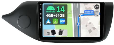 YUNTX Android 14 [4GB+64GB] 2 DIN Autoradio para Kia CEE'd CEED JD (2012-2018)-[Integrado CarPlay/Android Auto/DSP/GPS]-IPS 2.5D 9”Touch Screen-Cámara+Mic-Dab/Bluetooth 5.0/360 Cámara