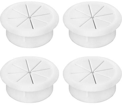 THETAG Pasacables de Plástico Flexible, 4 Piezas Pasacables Escritorio 50mm Ojal de Alambre Cable Blanco Cubierta Orificio de Cable Tapa Pasacables para Encimeras y Muebles de Ordenador