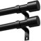 Schwarz Gardinenstange Vorhangstange Ausziehbar Curtain Rod Gardinenstangen für Fenster Outdoor (Schwarz Matt, 76 to 228 cm, A2, 2Pcs)
