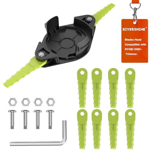 Rivershine RAC155 Tête Double de Lames Dentelées, et 10 Lames, Compatible avec Les Ryobi Coupe Bordure 18 V, 24 V (1+10+4)