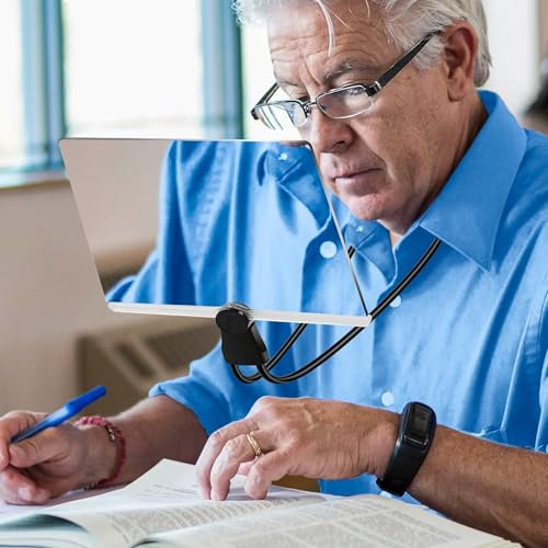 NZQXJXZ 5X Large Magnifying Glass for Reading, Hands-Free Flexible Gooseneck Magnifier, 9.5''x6.8'' Full Page Hanging Neck Magnifying Glasses for Reading Repair Sewing Cross Low Vision Seniors