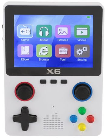 2024 Nouvelle Console de Jeu Portable Rétro X6, Petite Gameboy Portable avec écran IPS de 3,5 Pouces, Carte Mémoire 32 Go, Batterie 2000 MAh, 11 émulateurs Pris en Charge (White)