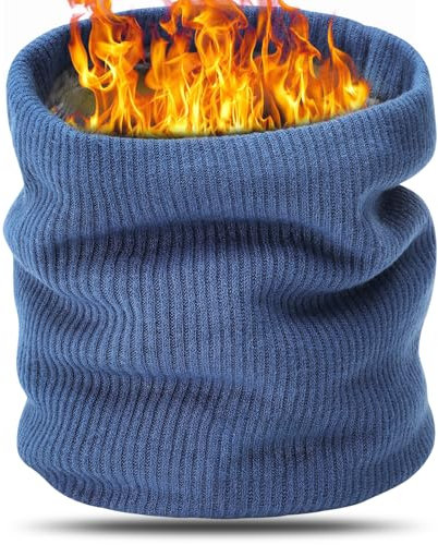 BARFULKER Winter Halsschlauch Herren Damen, Warm Gefüttert Strickschal Schlauchschal Ski Halswärmer Gesichtsschal Fleece Loop Schal Winddichte Gesichtsmaske Unisex, Blau