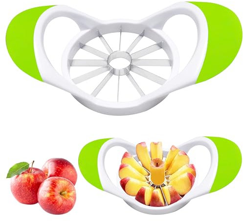ARSUK Apple Slicer & Corer – (12 Slice) Stainless Steel Blades, Non-Slip Silicon Grip, Heavy Duty Apple Divider Tool, Quick Corer for Apple, Pear, Tomato, Potato, Vegetable