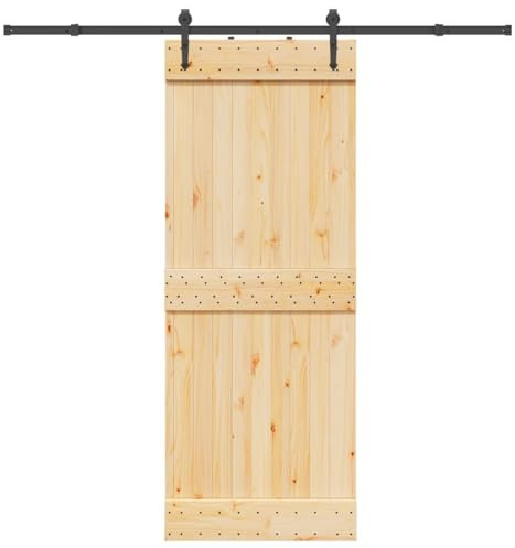 vidaXL Puerta corredera con herrajes madera maciza de pino 80x210 cm