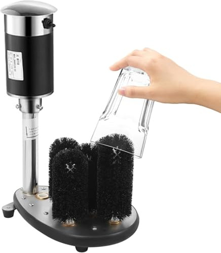 UIBAO Lavadora de Vasos Eléctrica Comercial Limpiador de Vasos con Barra de 5 Cepillos Máquina de Limpieza de Copas de Vino 1200 Tazas/Hora,para Copas de Champán,Vasos de Cerveza