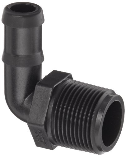 Banjo HB100/075-90 Polypropylene Hose Fitting, 90 Degree Elbow, 1 NPT Male x 3/4 Barbed