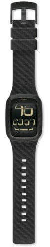 Swatch Unisex-Uhr Digital Quarz mit Lederarmband – SURB110