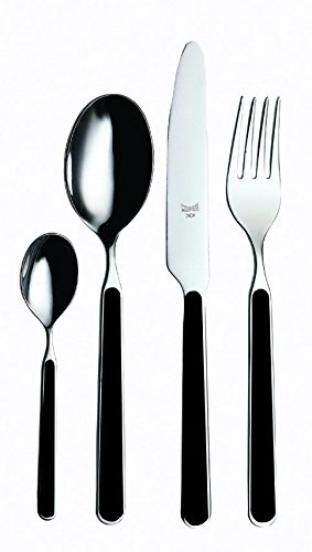 Mepra, Set di Posate Fantasia, 24 Pezzi, Black, Made in Italy, Lavastoviglie, Servizio Tavola, Stile Contemporaneo