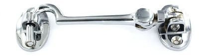 150mm - Cabin Hook and Eye Catch For Gate Shed Garage Patio Door Polished Chrome