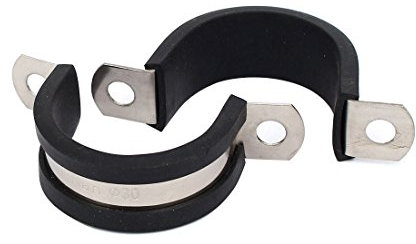 Sourcingmap 30mm Dia EPDM Rubber Lined U Shaped Pipe Tube Wire Clamps Clips 2pcs