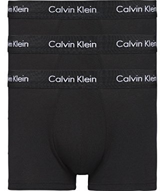 Calvin Klein Pantaloncini Boxer Confezione da 3 Uomo Low Rise Trunks Cotone Elasticizzato, Nero (Black W Black WB), XL