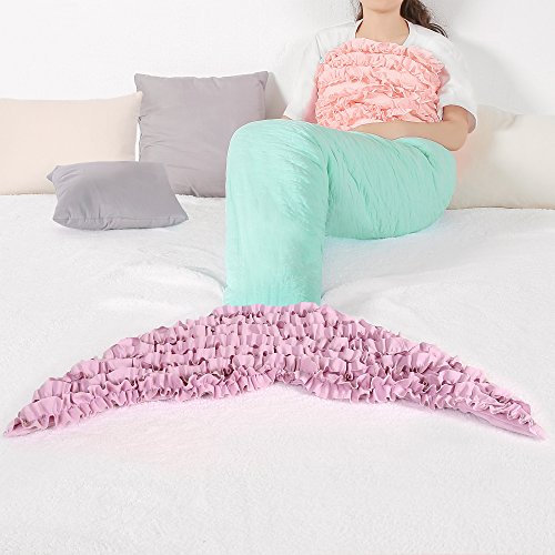 Lush Decor Mermaid Shape Sherpa Throw, 30 x 75, Pink & Purple