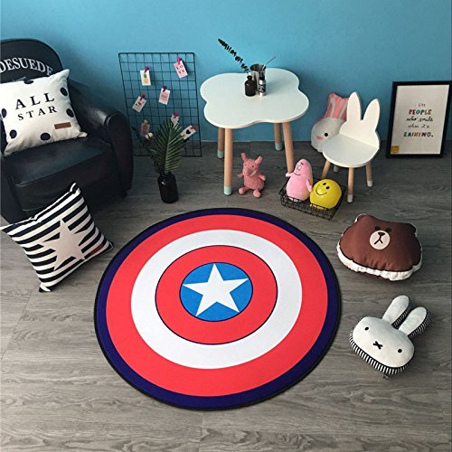 Lily&her Friends, runde Fußmatte, runder Teppich, Kinderklettermatratze, Dekokissen, Samt, Captain America, Diameter: 80cm