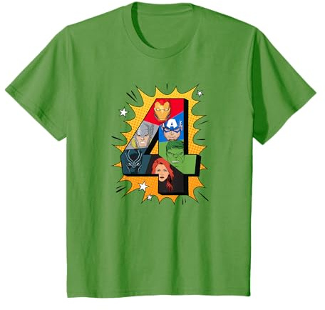 Marvel Avengers Comic Super Heroes 4th Birthday T-Shirt