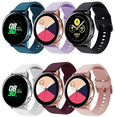 TOPsic Galaxy Watch Active 2 40 mm 44 mm/Active/Galaxy Watch 42 mm/Gear S2 Classic/Gear Sport/Vivomove/HR/Vivoactive 3/Forerunner 245/645, 20 mm Ersatzarmband aus Silikon