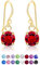 DTPsilver® Pendientes Colgantes Pequeños Plata de Ley 925 Chapados en Oro Amarillo con Cristal Swarovski® 6 mm - Pendientes Dorados - Pendientes Mujer Rojos