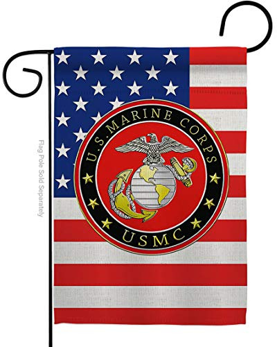 US MILITARY USMC Semper Fi Marine Corps Drapeau des Forces armées Double Face Décoration de Pelouse Cadeau Maison Jardin Cour Bannière United States American Military Veteran, 30,5 x 47,5 cm, Fabriqué