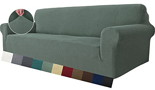 MAXIJIN Super Stretch Couch Bezug für 4-Sitzer Couch, extra große universelle Sofabezüge Jacquard Spandex Pet Dog Möbel Protector Fitted Couch Schonbezug (4 Sitzer, Erbsengrün)