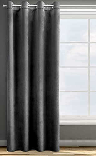 Eurofirany ROSA Vorhang Samt Velvet Ösen -1 STK. Weich Edel Gardine 200g/m² Elegant Glatt Einfarbig Flauschig Modern Klassisch Wohnzimmer Schlafzimmer, 140x250 cm, Schwarz